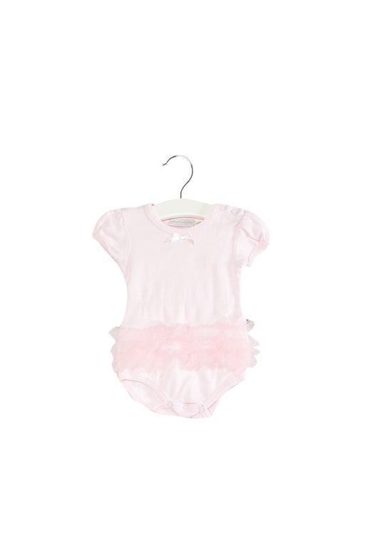 A Pink Short Sleeve Bodysuits from Elegant Baby in size 6-12M for girl. (Front View)