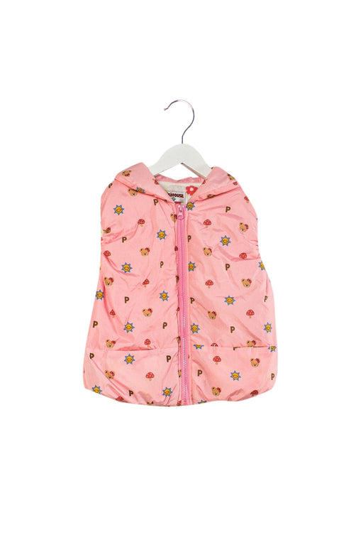 A Pink Vests from Miki House in size 4T for girl. (Front View)