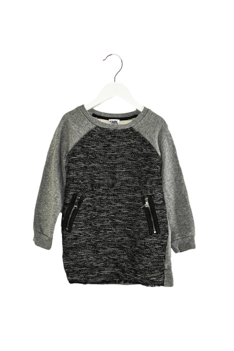 A Grey Sweater Dresses from Karl Lagerfeld in size 4T for girl. (Front View)