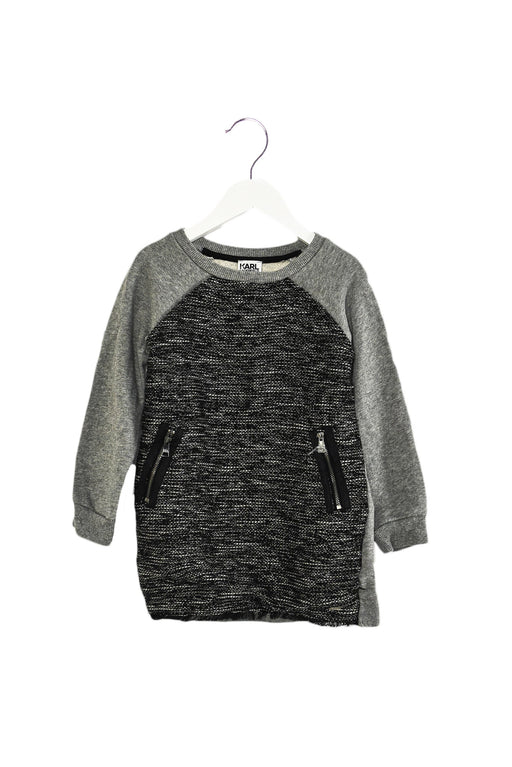 A Grey Sweater Dresses from Karl Lagerfeld in size 4T for girl. (Front View)