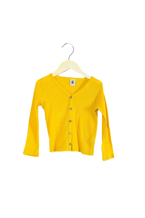 A Yellow Cardigans from Petit Bateau in size 4T for girl. (Front View)