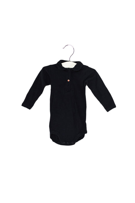 A Navy Long Sleeve Bodysuits from Petit Bateau in size 3-6M for girl. (Front View)