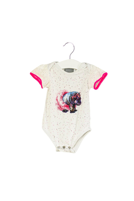 A White Short Sleeve Bodysuits from and the little dog laughed in size 3-6M for girl. (Front View)
