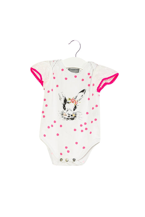 A White Short Sleeve Bodysuits from and the little dog laughed in size 3-6M for girl. (Front View)