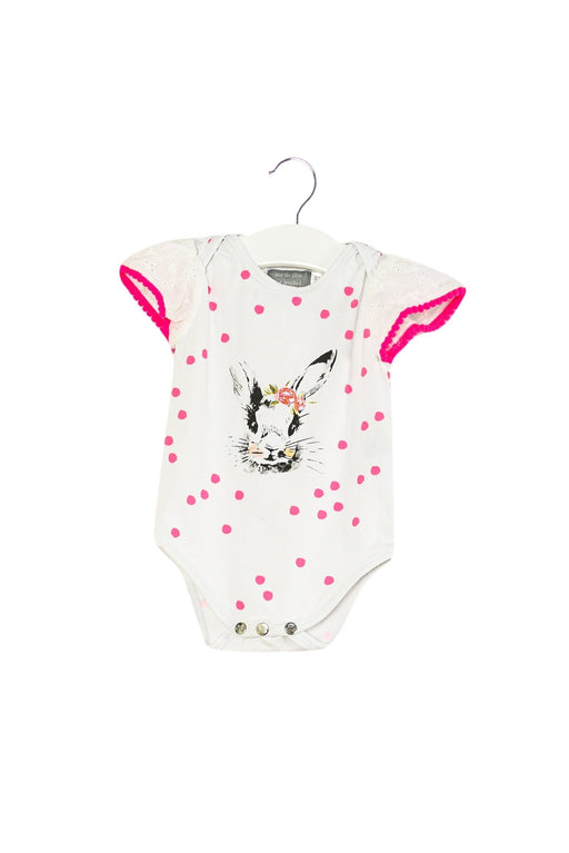 A White Short Sleeve Bodysuits from and the little dog laughed in size 3-6M for girl. (Front View)