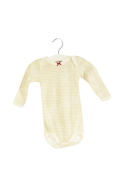 A Ivory Long Sleeve Bodysuits from Petit Bateau in size 3-6M for girl. (Front View)