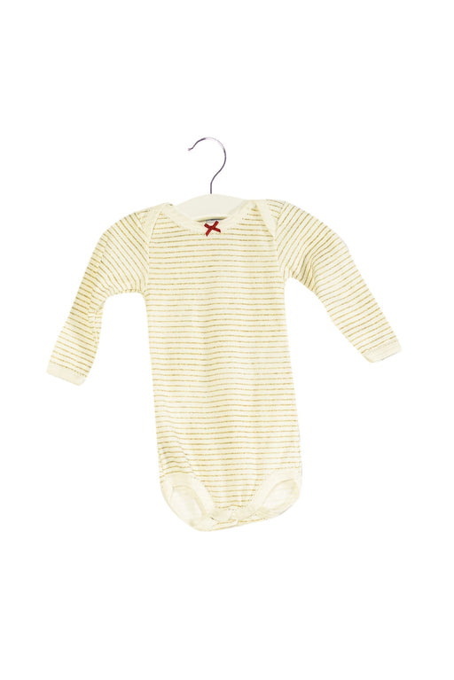 A Ivory Long Sleeve Bodysuits from Petit Bateau in size 3-6M for girl. (Front View)