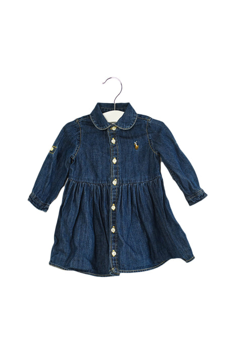 A Blue Long Sleeve Dresses from Ralph Lauren in size 3-6M for girl. (Front View)