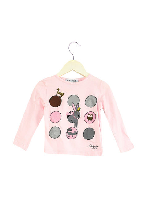 A Pink Long Sleeve Tops from Simonetta in size 6-12M for girl. (Front View)