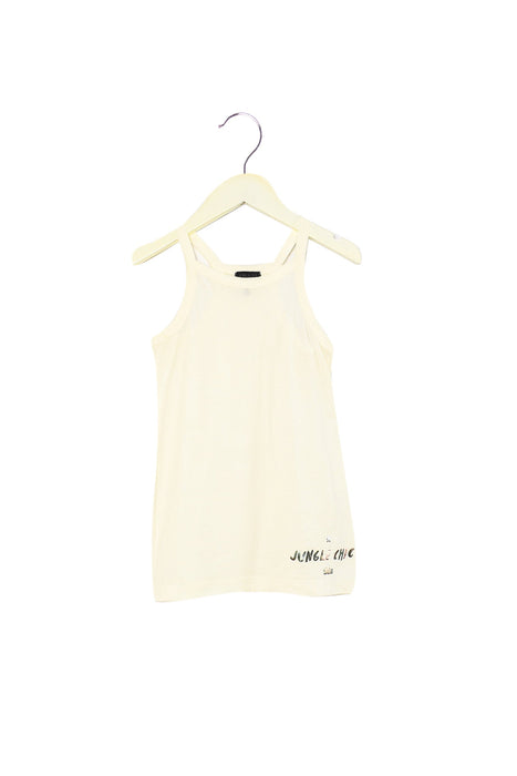A White Sleeveless Tops from IKKS in size 4T for girl. (Front View)