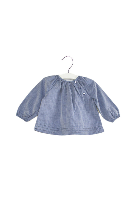 A Blue Long Sleeve Tops from The Little White Company in size 3-6M for girl. (Front View)