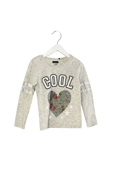 A Grey Long Sleeve Tops from IKKS in size 4T for girl. (Front View)