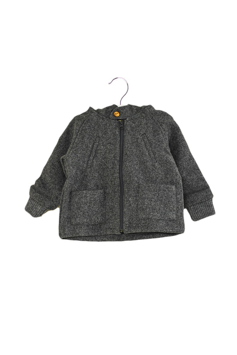 A Grey Coats from La Petite Collection in size 6-12M for neutral. (Front View)