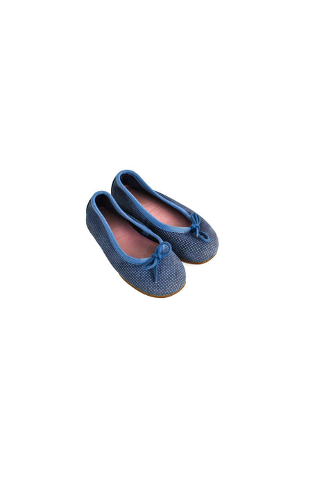 A Blue Flats from Jacadi in size 18-24M for girl. (Front View)