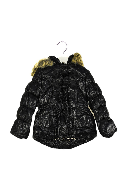 A Black Puffer/Quilted Jackets from Catimini in size 4T for girl. (Front View)
