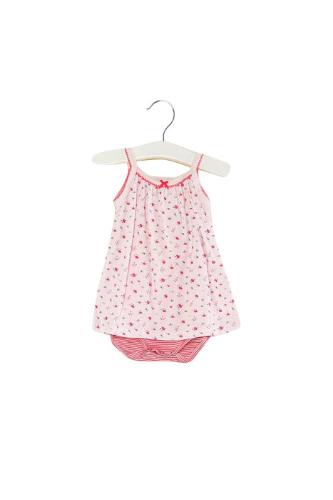 A Pink Sleeveless Bodysuits from Petit Bateau in size 3-6M for girl. (Front View)
