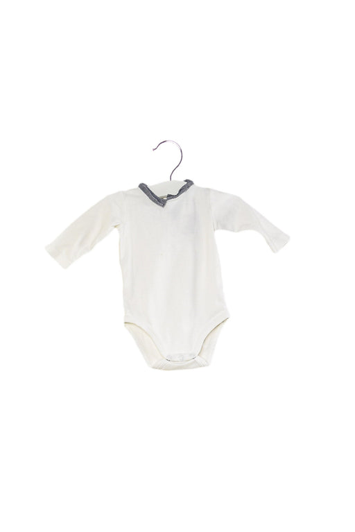 A White Bodysuits from Jacadi in size 0-3M for boy. (Front View)