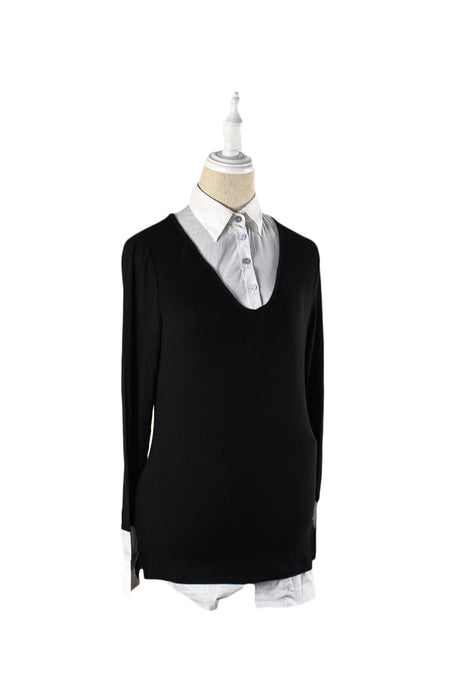 A Black Long Sleeve Tops from Seraphine in size S for maternity. (Front View)
