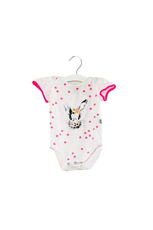 A White Short Sleeve Bodysuits from and the little dog laughed in size 3-6M for girl. (Front View)