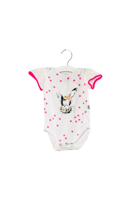A White Short Sleeve Bodysuits from and the little dog laughed in size 3-6M for girl. (Front View)