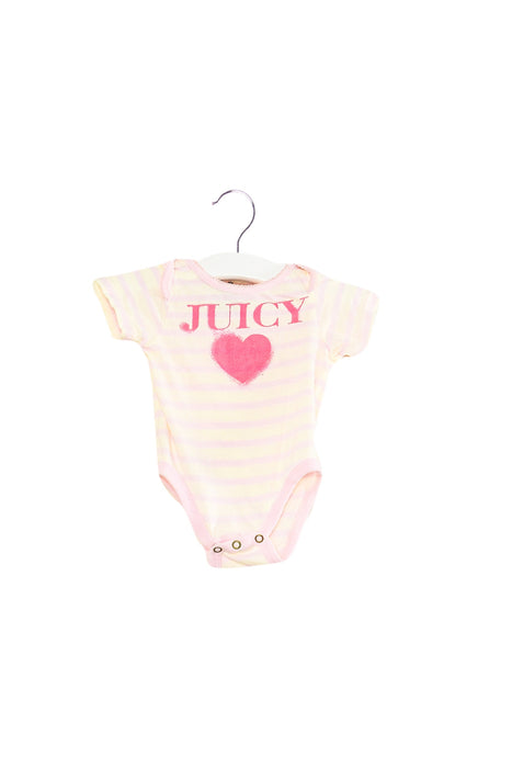 A Pink Short Sleeve Bodysuits from Juicy Couture in size 0-3M for girl. (Front View)