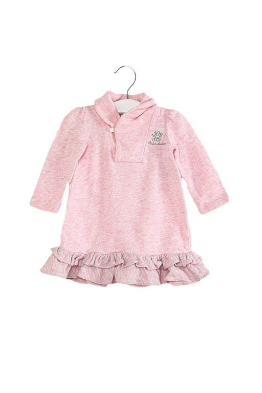 A Pink Long Sleeve Dresses from Ralph Lauren in size 3-6M for girl. (Front View)