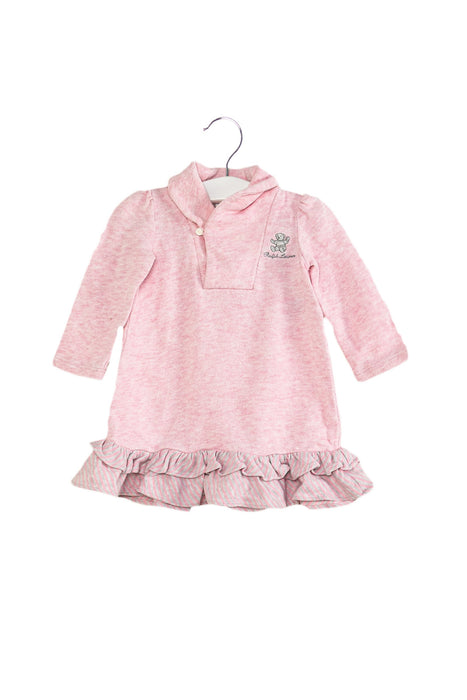 A Pink Long Sleeve Dresses from Ralph Lauren in size 3-6M for girl. (Front View)