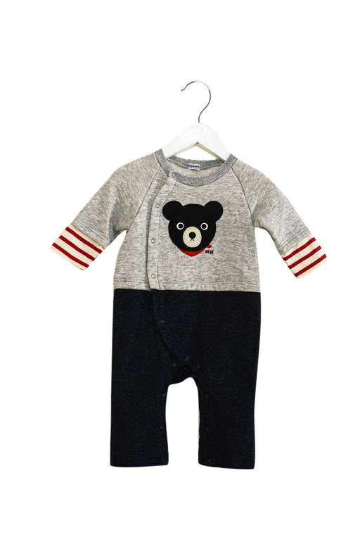 A Grey Long Sleeve Jumpsuits from Miki House in size 6-12M for boy. (Front View)