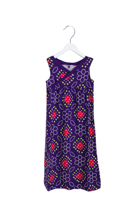A Purple Sleeveless Dresses from Tea in size 5T for girl. (Front View)