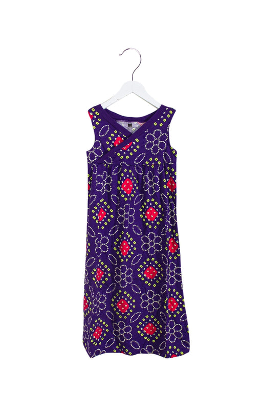 A Purple Sleeveless Dresses from Tea in size 5T for girl. (Front View)