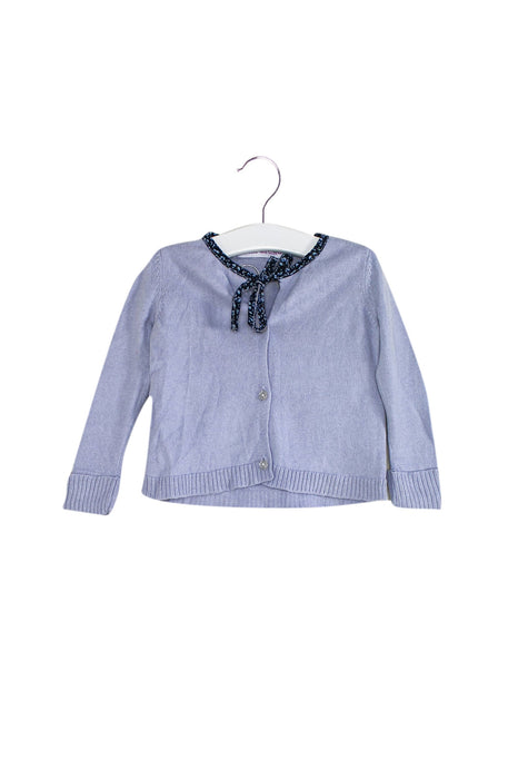 A Blue Cardigans from Little Mercerie in size 3-6M for girl. (Front View)