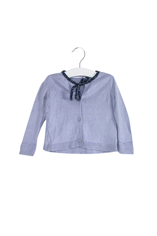 A Blue Cardigans from Little Mercerie in size 3-6M for girl. (Front View)
