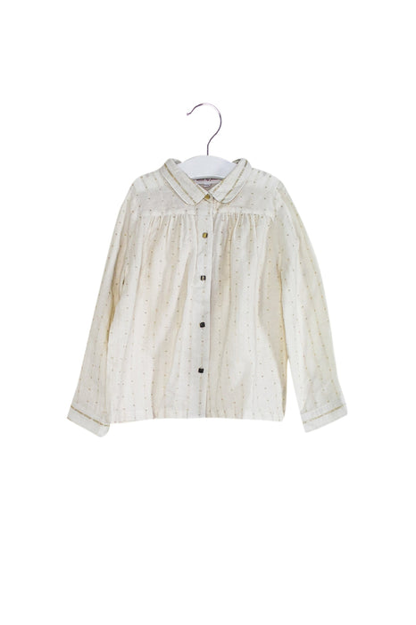 A Ivory Long Sleeve Tops from Excuse My French in size 4T for girl. (Front View)