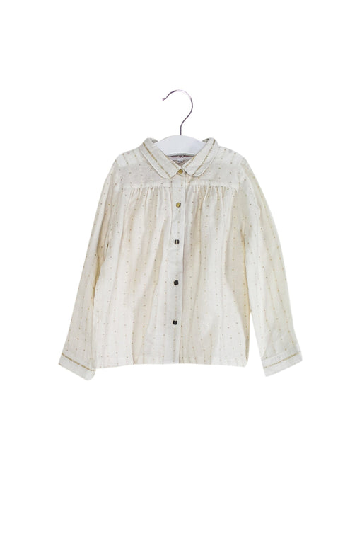 A Ivory Long Sleeve Tops from Excuse My French in size 4T for girl. (Front View)