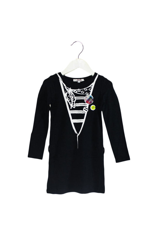 A Black Long Sleeve Dresses from Junior Gaultier in size 4T for girl. (Front View)