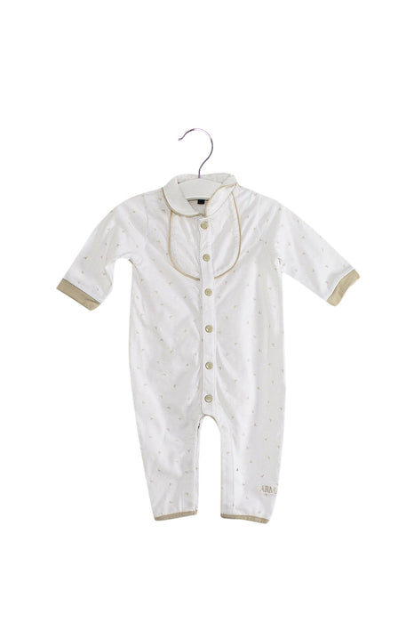 A White Long Sleeve Jumpsuits from Armani in size 0-3M for boy. (Front View)