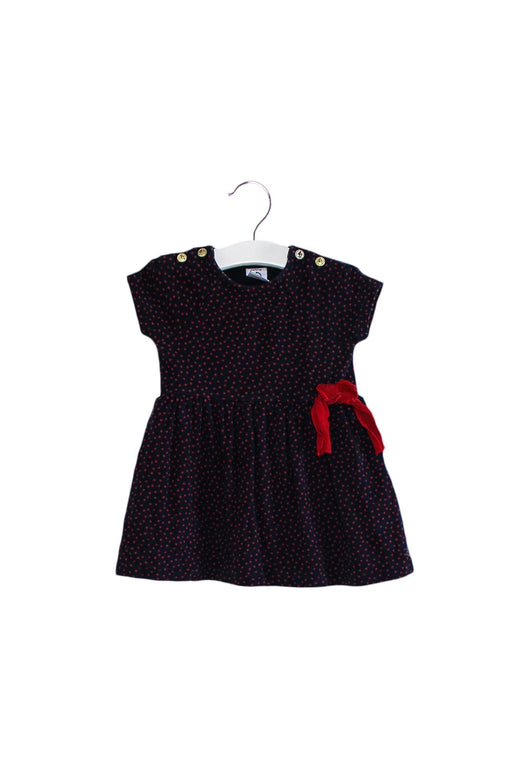 A Navy Short Sleeve Dresses from Petit Bateau in size 3-6M for girl. (Front View)