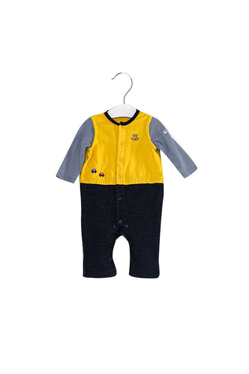 A Yellow Long Sleeve Jumpsuits from Miki House in size 6-12M for boy. (Front View)