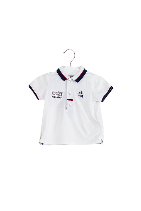 A White Short Sleeve Polos from Mayoral in size 3-6M for boy. (Front View)