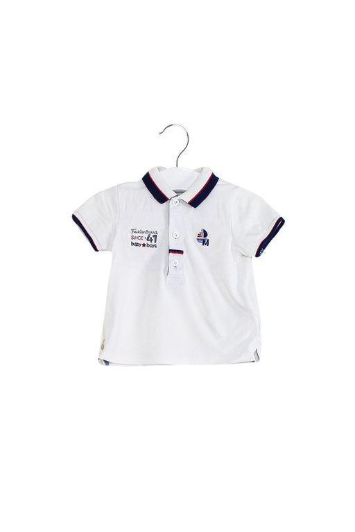 A White Short Sleeve Polos from Mayoral in size 3-6M for boy. (Front View)