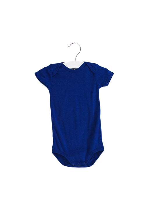 A Blue Short Sleeve Bodysuits from Petit Bateau in size 3-6M for boy. (Front View)