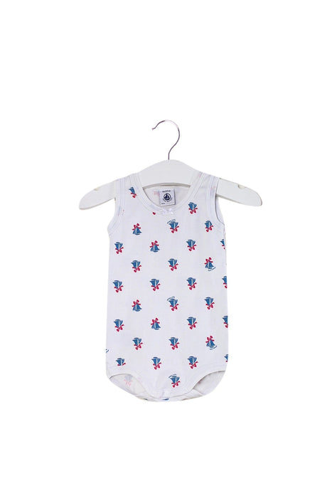A White Sleeveless Bodysuits from Petit Bateau in size 3-6M for girl. (Front View)