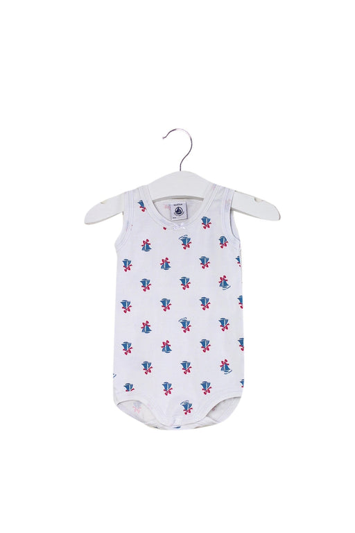 A White Sleeveless Bodysuits from Petit Bateau in size 3-6M for girl. (Front View)