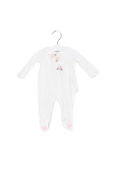 A White Long Sleeve Jumpsuits from Miniclasix in size 0-3M for girl. (Front View)