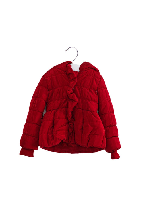 A Red Puffer/Quilted Jackets from Monnalisa in size 3T for girl. (Front View)