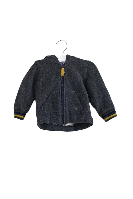 A Grey Zippered Sweatshirts from Petit Bateau in size 6-12M for boy. (Front View)