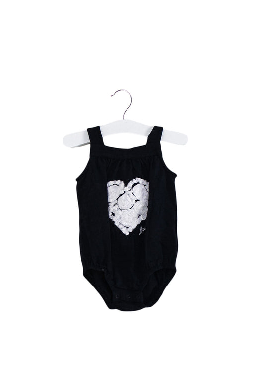 A Black Sleeveless Rompers from Moschino in size 6-12M for girl. (Front View)