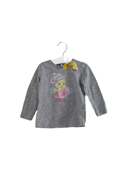 A Grey Long Sleeve Tops from Monnalisa in size 18-24M for girl. (Front View)