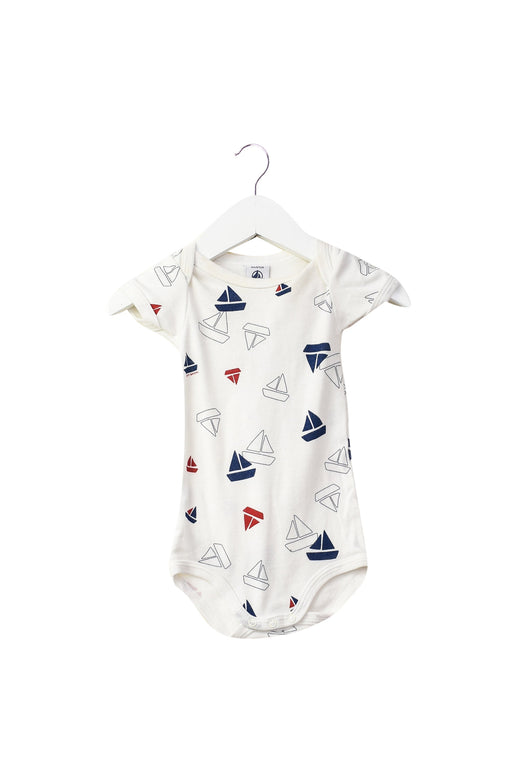 A White Bodysuits from Petit Bateau in size 3-6M for boy. (Front View)