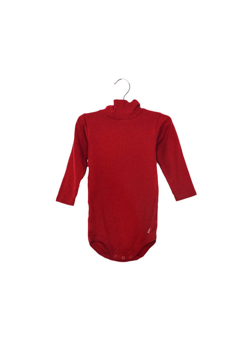 A Red Bodysuits from Petit Bateau in size 6-12M for neutral. (Front View)